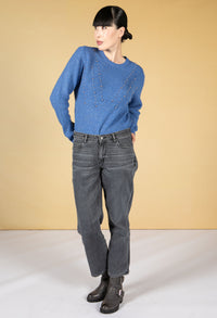 Deep Blue KNIT JUMPER WITH SILVER PEARLS