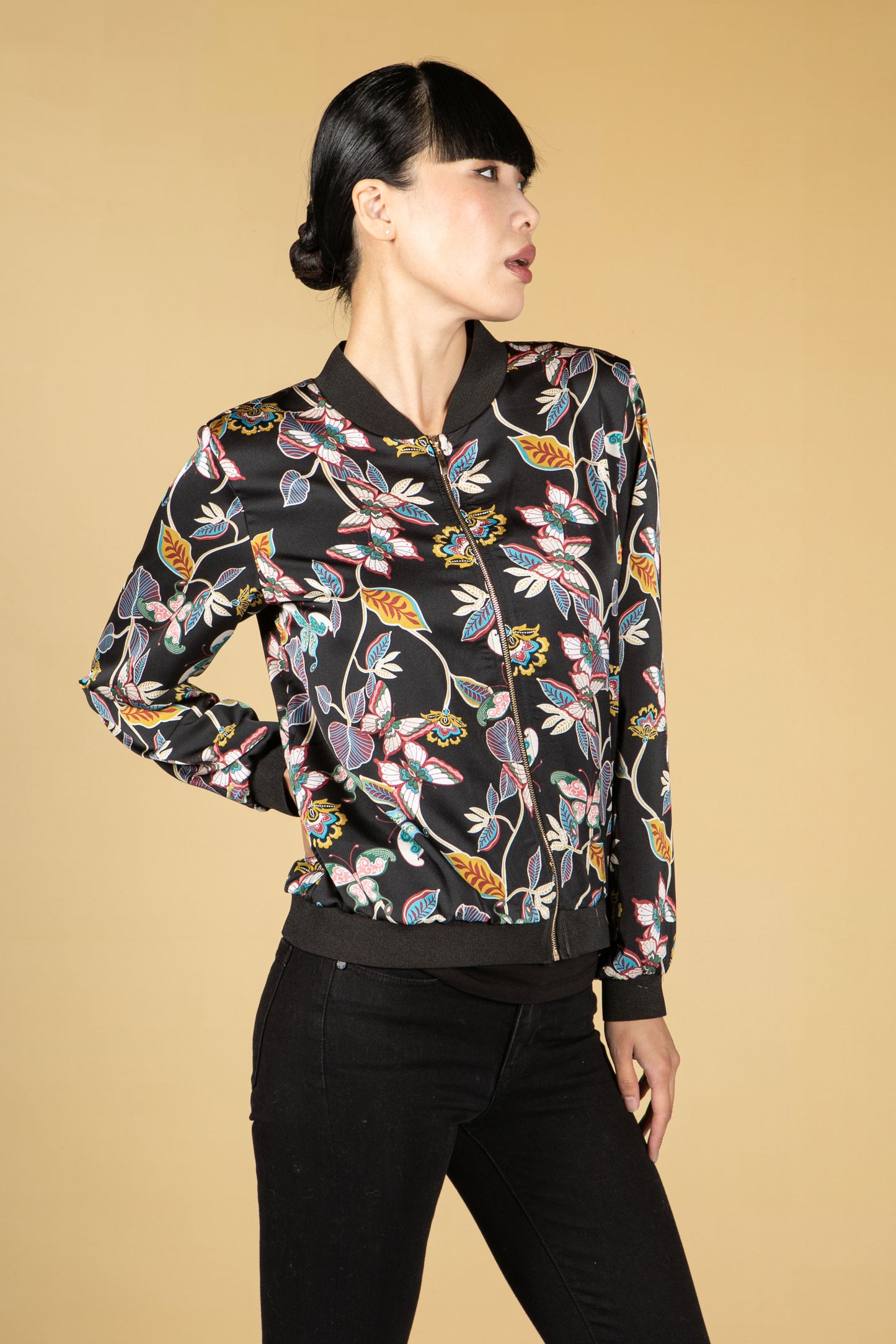 BUTTERFLY PRINT BOMBER JACKET