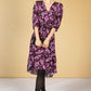 Fuchsia and Lilac Blossom Print Dress