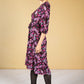 Fuchsia and Lilac Blossom Print Dress