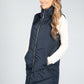 Midi Length Quilted Gilet in Midnight Navy