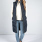 Midi Length Quilted Gilet in Midnight Navy