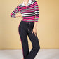 Magenta Stripe Polo Top