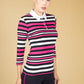 Magenta Stripe Polo Top