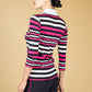 Magenta Stripe Polo Top