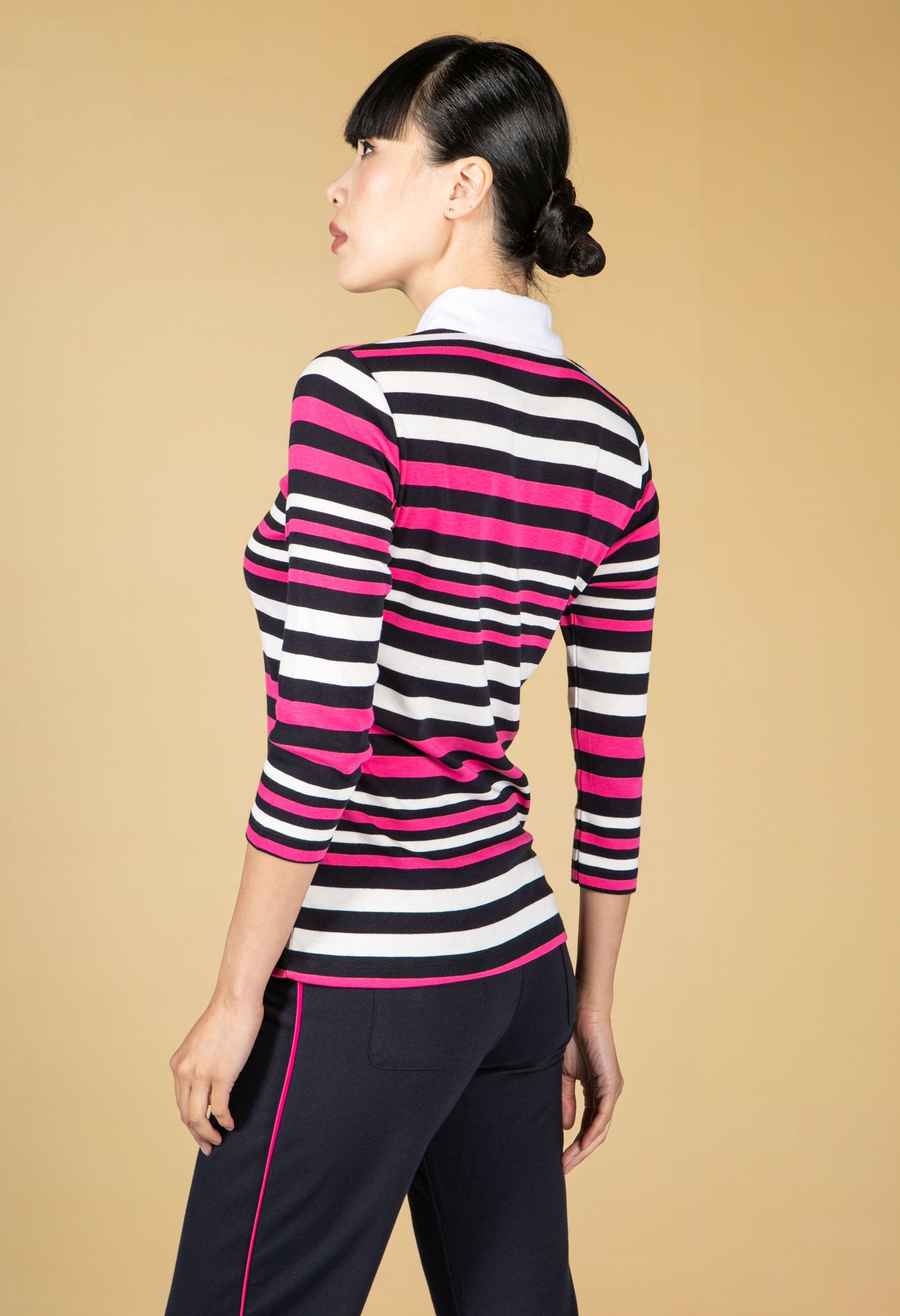 Magenta Stripe Polo Top