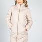 Midi Length Quilted Coat in Sand Beige