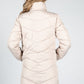 Midi Length Quilted Coat in Sand Beige