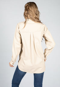 Leatherette Shirt in Beige