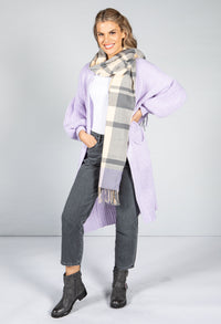 Longline Knitted Cardigan in Lilac