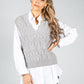 Crochet Knit Sweater Vest in Stone Grey