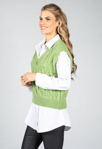 Crochet Knit Sweater Vest in Lime Green