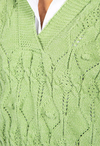 Crochet Knit Sweater Vest in Lime Green