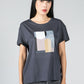 GRAPHIC PATCHWORK T-SHIRT MADE OF ORGANIC COTTON IN INDIGO