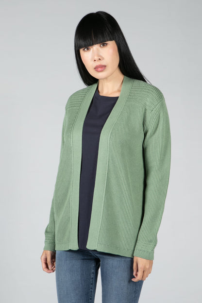 CARDIGAN MADE OF ORGANIC COTTON IN SAGE GREEN