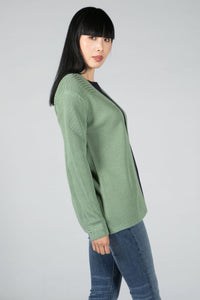 CARDIGAN MADE OF ORGANIC COTTON IN SAGE GREEN