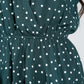 Tie Sleeve Polka Dot Midi Dress in Dark Green