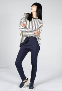 Navy and Cream Striped Top