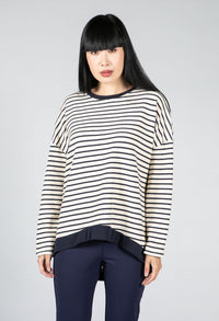 Navy and Cream Striped Top