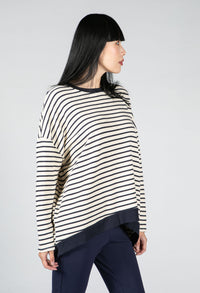 Navy and Cream Striped Top