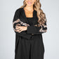 Hooded Double Stripe Open Cardigan in Black