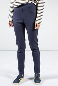 NAVY SLIM LEG PULL ON TROUSERS