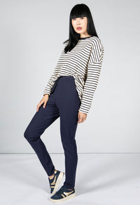 NAVY SLIM LEG PULL ON TROUSERS