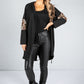 Hooded Animal Print Stripe Open Cardigan in Black