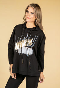 Metallic Motif Hoodie in Black