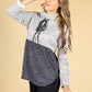 Stand-Up Collar Block Knit Jumper in Navy