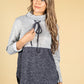 Stand-Up Collar Block Knit Jumper in Navy