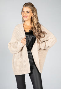 Cosy Chunky Knit Cardigan in Beige