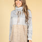 Stand-Up Collar Block Knit Jumper in Latte