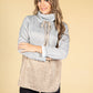 Stand-Up Collar Block Knit Jumper in Latte