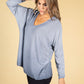 V-NECK LONG SLEEVE KNIT TOP IN NAVY