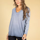 V-NECK LONG SLEEVE KNIT TOP IN NAVY