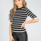 Black Stripe Knit with Button Detail