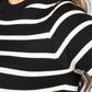 Black Stripe Knit with Button Detail