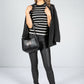 Black Stripe Knit with Button Detail