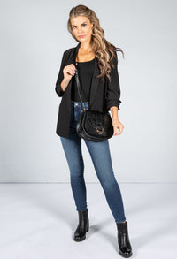 Rushed 3/4 Length Sleeve Blazer in Black