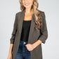 Rushed 3/4 Length Sleeve Blazer in Khaki