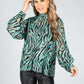 Golden Tiger Stripe Blouse in Sage