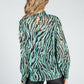 Golden Tiger Stripe Blouse in Sage