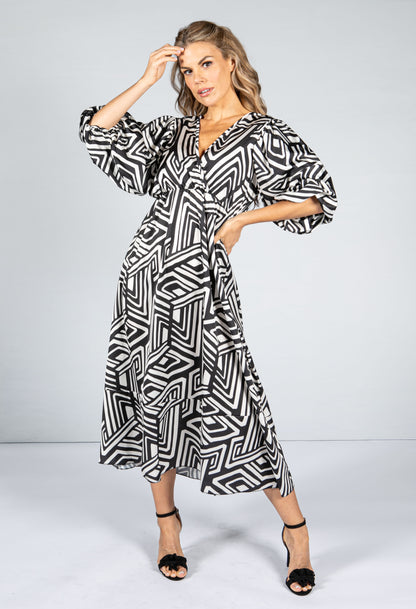 Zebra Printed Midi Dress