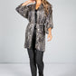 Animal Print Silk Blend Kimono Style Cardigan in Champagne