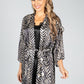 Animal Print Silk Blend Kimono Style Cardigan in Champagne