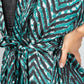 Animal Print Silk Blend Kimono Style Cardigan in Jade Green