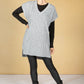 Oversized Cable Knit Sweater Vest in Cool Grey