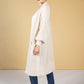 Midi Length Knit Cardigan in Light Beige