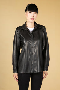 Leatherette Shirt in Black